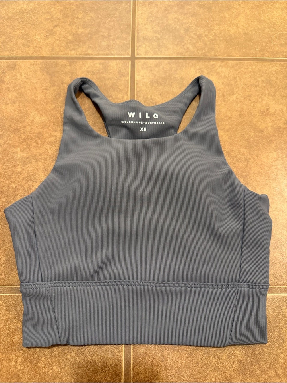 WILÒ Ribbed Crop Tank Top in Slate Blue - XS